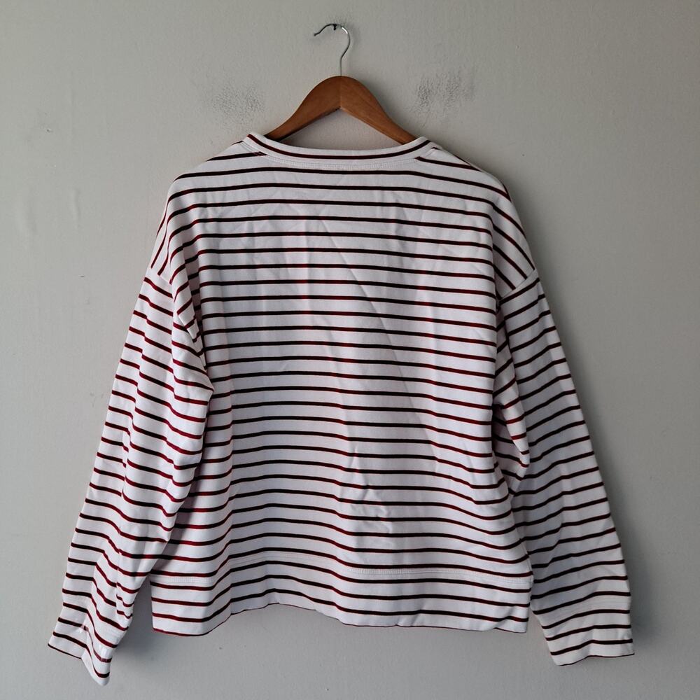 NWT J. Crew Striped Le Weekend Graphic Loose Sweatshirt Red White Womens Size XL - Picture 5 of 13